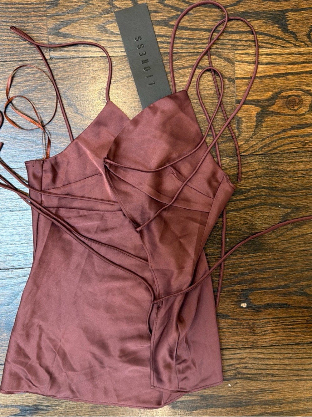 Lioness Wine Satin Strappy Cami